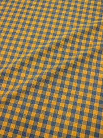 Вареный (стираный) хлопок "Клетка (1.0*1.0см)" цв.лазурно-серый/охра, ш.2.5м, хл-100%, 125гр/м.кв