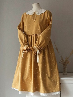 Платье из теплого хлопка "Россыпь гороха"