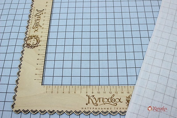 Сатин "Темно-серая клетка на светло-голубой дымке", СОРТ2, ш.1.61м, хлопок-100%, 110гр/м.кв