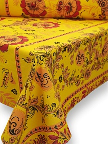 Рогожка "Золотая хохлома" цв.желтый, СОРТ2, ш.1.5м, хлопок-100%, 150гр/м.кв