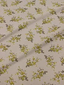Теплый хлопок "Цветущая веточка" цв.желтый/бежево-кофейный, ш.1.48м, хлопок-100%, 160гр/м.кв