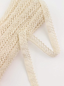 Кружево цв.суровый, ш.10мм, хлопок-100%, 10м, рис.129/3