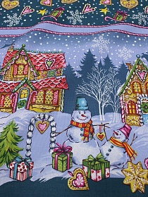 Рогожка "Веселый праздник" цв.морская волна, ш.1.5м, хлопок-100%, 160гр/м.кв