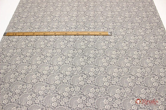 Бязь "Бежевые ажурные цветы на сером", ш.1.5м, хлопок-100%, 142гр/м.кв