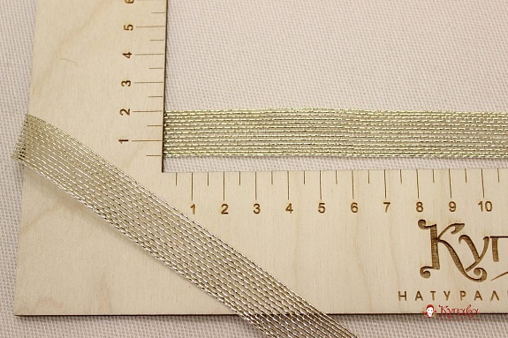 Лента металлизированная цв.бежевое золото, 15мм