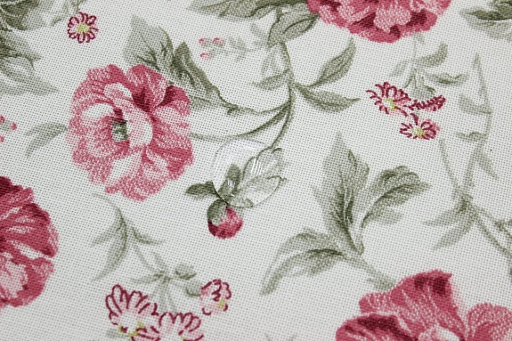 Ткань для столового белья с пропиткой "Розовые пионы на белом", ш.1.45м, хл-50% п/э-50%, 170гр/м.кв