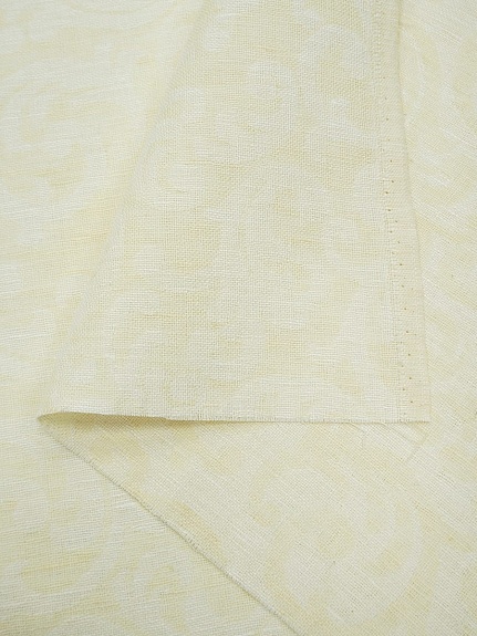 Полульняной жаккард "Морозный узор" цв.сливочный пломбир, ш.1.8м, лен-50%, хлопок-50%