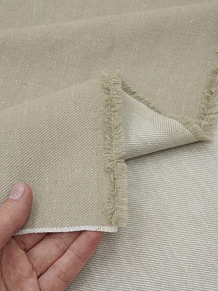 Полульняная саржа цв.Бежево-серый с оливковым оттенком, ш.1.5м, лен-50%, хлопок-50%, 250гр/м.кв