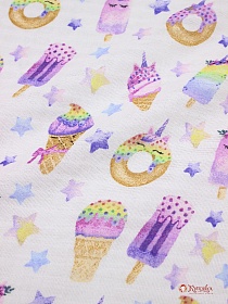 Муслин (марлевка) двухслойный "Лиловый десерт", СОРТ2, ш.1.5м, хлопок-100%, 124гр/м.кв