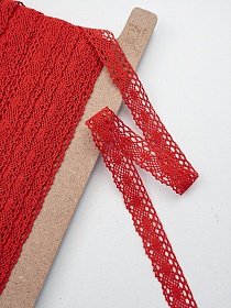 Кружево цв.красный, ш.25мм, хлопок-90%, п/э-10%, рис.107/16