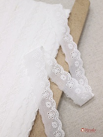 Шитье цв.молочно-белый (общая ширина 25мм, ширина вышивки 17мм), хлопок-100%, батист.