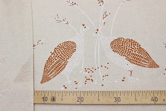 Мерный лоскут(ткань в отрезах) - Полулен "Куропатки", ш.1.5м, лен-30%, хлопок-70%