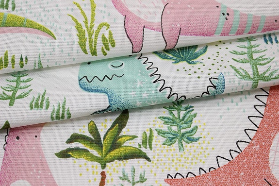 Рогожка "Милые динозаврики", ш.1.5м, хлопок-100%,160гр/м.кв