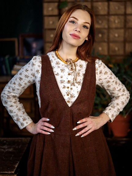 Сарафан из шерсти и рубашка из муслина премиум