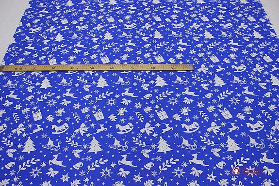 Бязь"Зимнее настроение" цв.василек, ш.1.5м, хлопок-100%, 140гр/м.кв