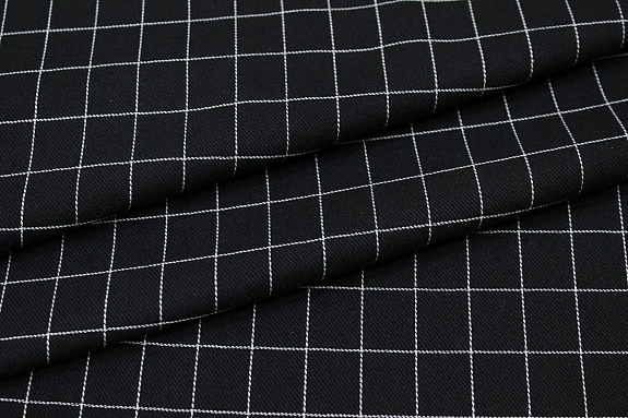 Пестрядь "Крупная клетка(22*18 мм) на черном-2", ш.1.4м, хлопок-95%, п/э-5%, 160гр/м.кв