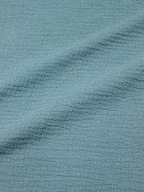 Муслин двухслойный с эф. жатости цв.Т.бирюзово-зеленая дымка, ш.1.35м, хл-100%