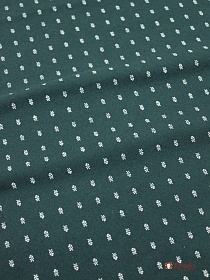 Теплый хлопок "Мелкие белые веточки" цв.можжевеловый, ш.1.5м, хлопок-100%, 150гр/м.кв
