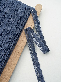 Кружево цв.темный джинс, ш.19мм, хлопок-90%, п/э-10%, рис.110\22