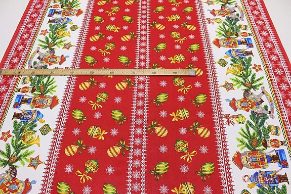 Рогожка "Рождественская сказка" цв.красный, ш.1.5м, хлопок-100%, 160гр/м.кв