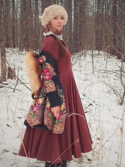 Винтажное платье из пестряди "Клетка - строчка"