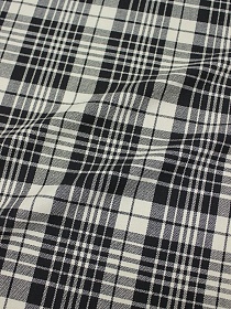 Фуле "Клетка" цв.черный/сливочный, ш.1.45м, хлопок-100%, 160гр/м.кв