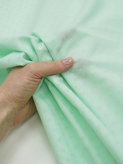 Фактурный хлопок "Ромбики мережка" цв.Нежная мята , ш.1.4м, батист, хлопок-100%, 60гр/м.кв