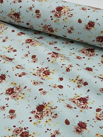 Импорт. хлопок "Букеты роз на св.бирюзе", ш.1.48м, хлопок-100%, 105гр/м.кв