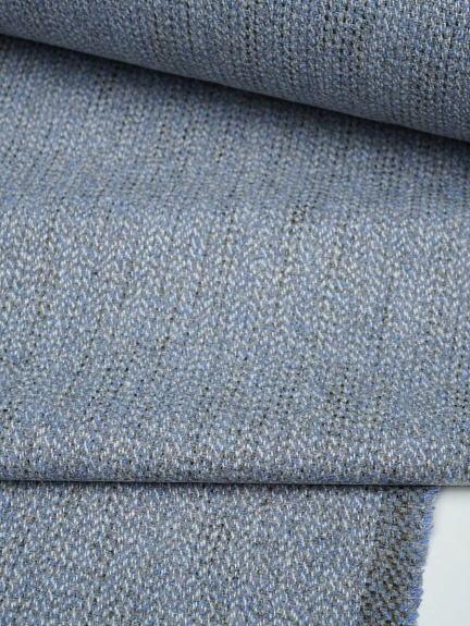 Шерсть пальтово-костюмная Твид "Елочка" цв.серо-голубой, ш.1.5м, шерсть-20%, п/э-80%, 370гр/м.кв
