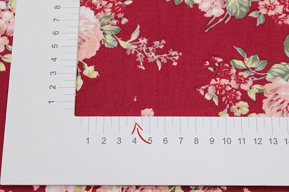 Импорт. хлопок "Роскошный букет" цв.малиновый, СОРТ2, ш.1.45м, хлопок-100%, 100гр/м.кв