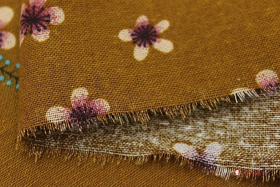 Мерный лоскут(ткань в отрезах) - Хлопколен "Марта" цв.горчичный, ш.1.48м, хл-80%, лен-20%,145гр/м.кв