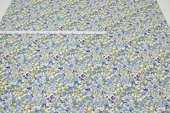 Сатин "Богатство цветов" цв.голубой, ш.1.60м, хлопок-100%, 110гр/м.кв