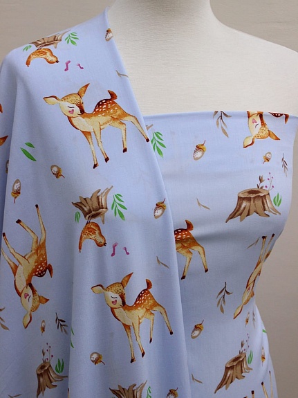 Штапель "Бемби" цв.небесно-голубой, ш.1.52м, вискоза-100%, 110гр/м.кв