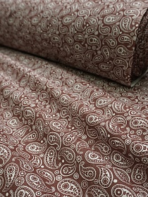 Бязь "Белые огурчики на коричневом", СОРТ2, ш.1.5м, хлопок-100%, 122гр/м.кв