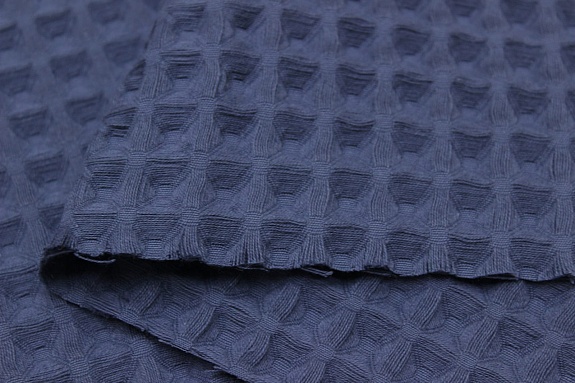 Вафельное премиум-полотно "Бохо" цв.темный джинс, ш.1.44м, хлопок-100%, 240гр/м.кв