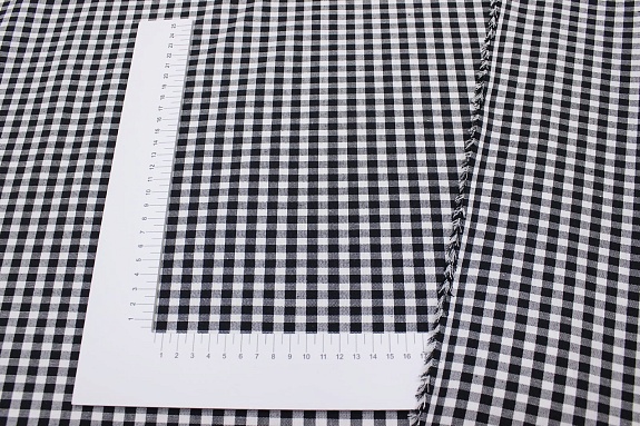 Пестрядь "Черно-белая средняя клетка", ш.1.45, хлопок-100%, 140гр/м.кв