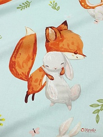 Перкаль "Лисенок и его друзья", СОРТ2, ш.1.5м, хлопок-100%, 105гр/м.кв