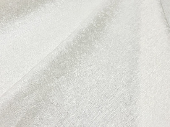 Полулен жаккард "Перепев" цв.белый, ш.1.6м, лен-50%, хлопок-50%, 210гр/м.кв