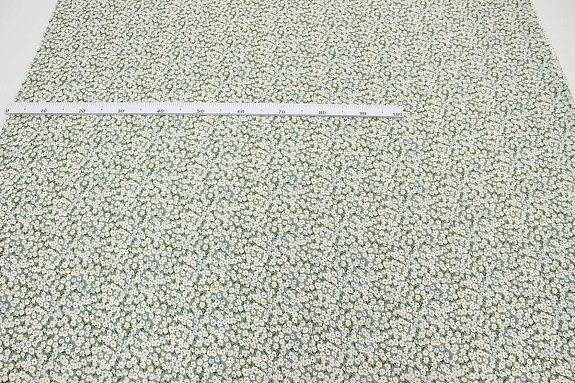 Штапель "Цветочная россыпь" цв.т.морозная зелень, ш.1.44м, вискоза-100%, 90гр/м.кв