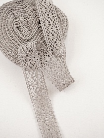 Кружево цв.серо-бежевый с оливковым оттенком, ш.27мм, хлопок-90%, п/э-10%, 10м, рис.101/5