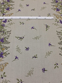 Полулен "Датский гусь по кайме" цв.фиолетовый, (на т.суровом), СОРТ2, ш.1.5м, лен-30%, хлопок-70%