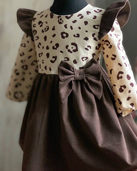 Платье из теплого хлопка Теплый хлопок "Леопардовый принт" с микровельветом 