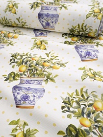 Ткань Дак/Duck "Ваза с лимонами", ш.1.8м, хлопок-65%, п/э-35%, 210гр/м.кв