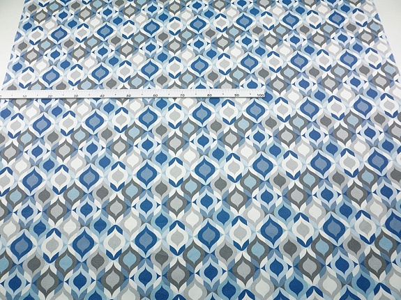 Рогожка "Расписной витраж" цв.синий, ш.1.5м, хлопок-100%, 165гр/м.кв