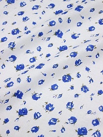 Мерный лоскут Импорт. ситец "Голубые розочки на белом", ш.1.48м, хлопок-100%, 80гр/м.кв