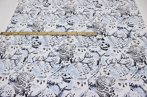 Мерный лоскут - Саржа "Полярные совы", ш.1.5м, хлопок-100%, 250гр/м.кв