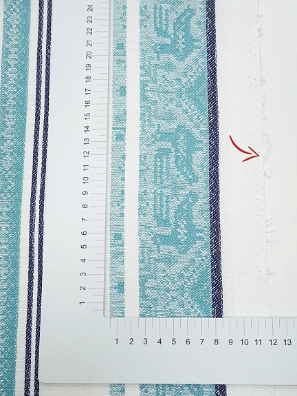 Холст полотенечный жаккард "Вышивка" цв.мятно-бирюзовый, ш.0.5м, лен-30%, хлопок-70%, 210гр/м.кв