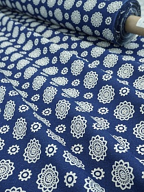 Полулен "Солнышки под набойку" цв.синий, ВИД2, ш.1.5м, лен-30%, хлопок-70%, 147гр/м.кв