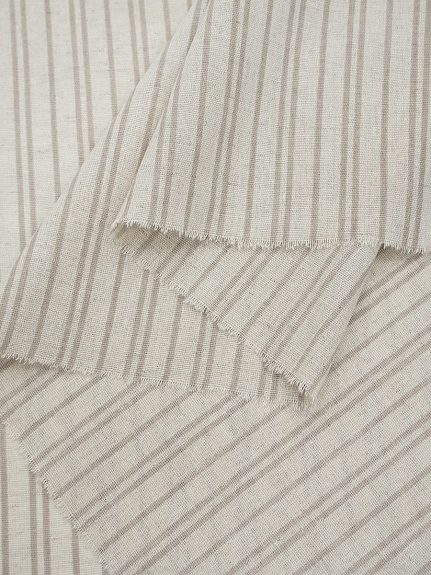 Полулен "Бежево-кофейные полоски" (на суровом), ш.1.5м, лен-30%, хлопок-70%, 140гр/м.кв