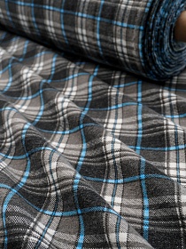 Фланель "Крупная серо-голубая клетка", ш.1.5м, хлопок-100%, 175гр/м.кв